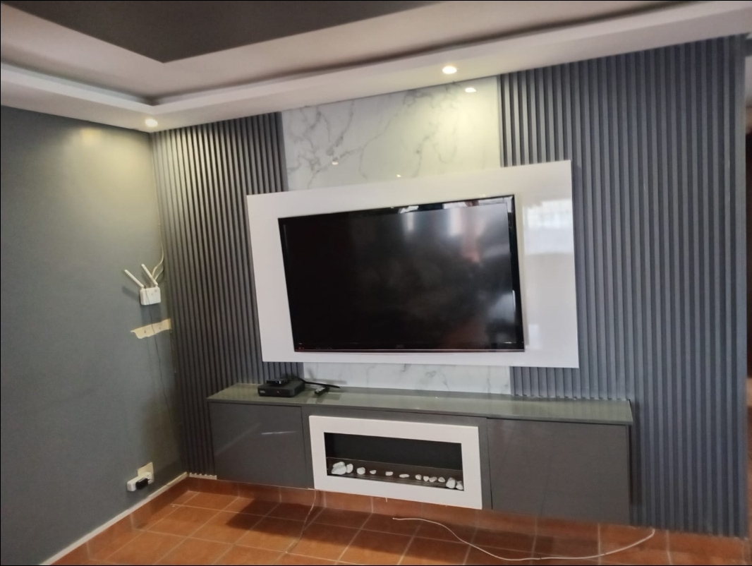 Home theatre TV feature wall installation